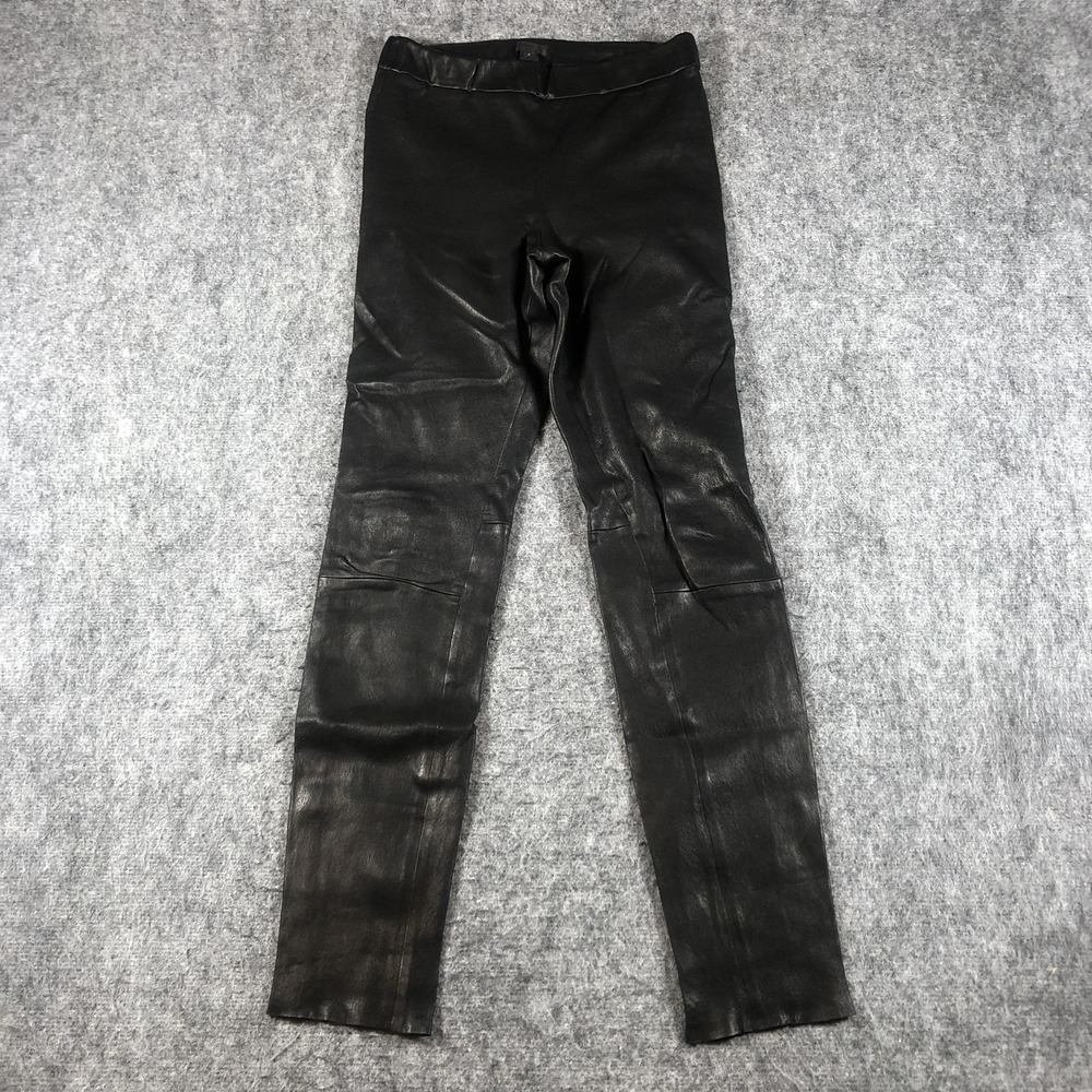 J.Crew Collection Leather Leggings‎ Womens 6 Black Pull On Skinny Ankle Pants